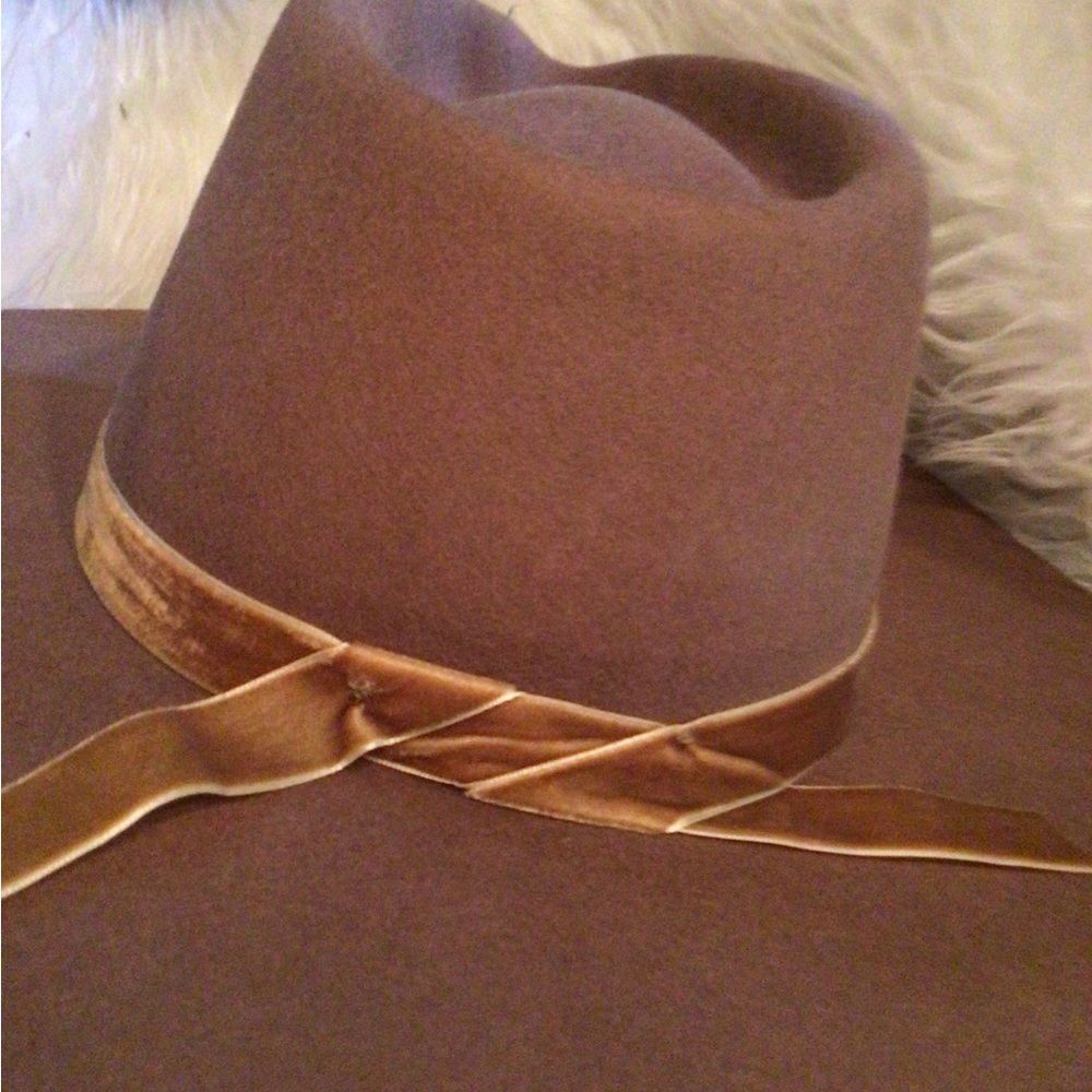 Rare ! Flash 🐰🐰 SALE ! Wyeth  brown velvet band rancher hat - Picture 2 of 6